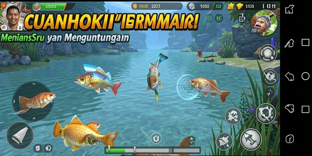 Tampilan gameplay CUANHOKI yang mendebarkan saat memancing.