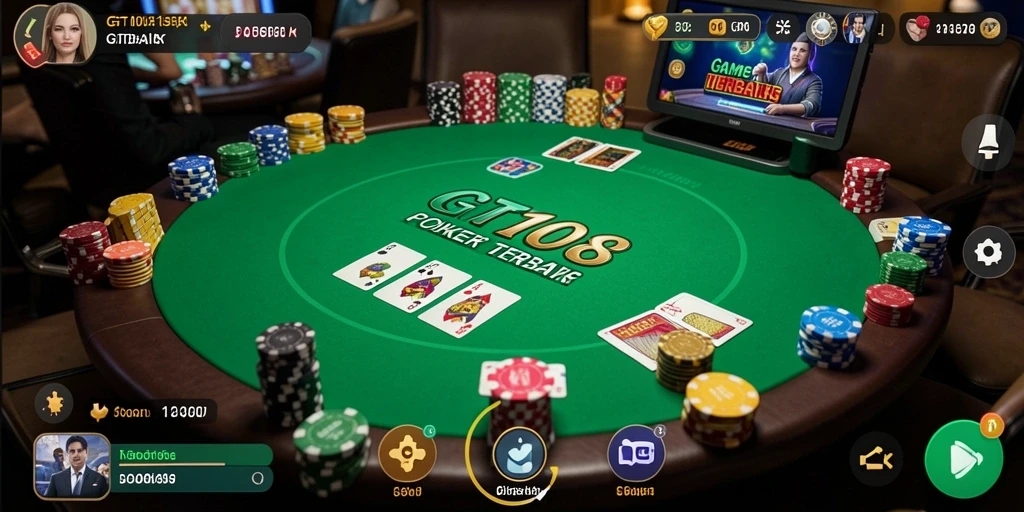 Tampilan gameplay Poker yang mendebarkan di GT108.