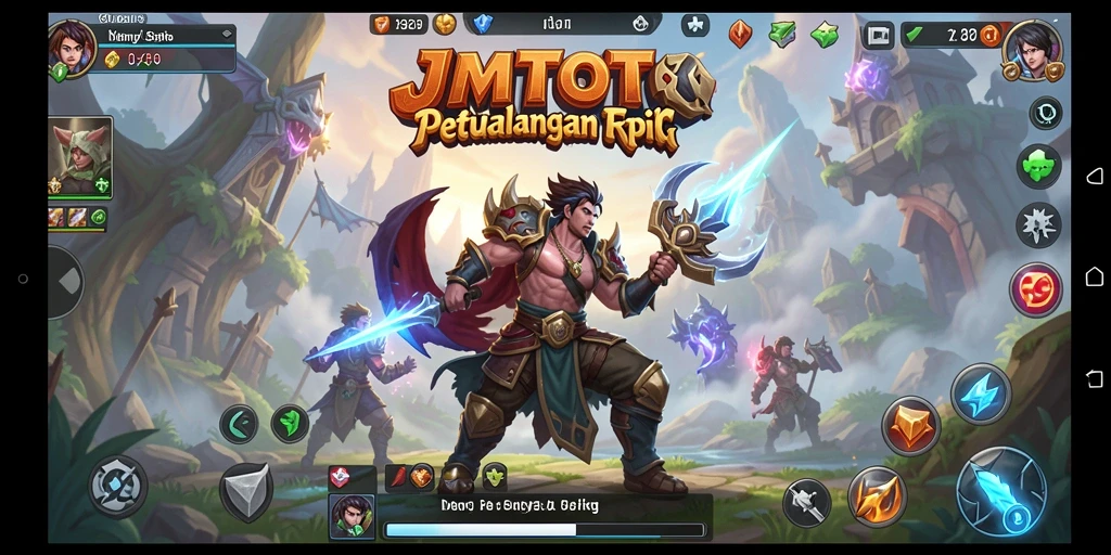 Tampilan gameplay JMTOTO yang menakjubkan dengan karakter dan monster.