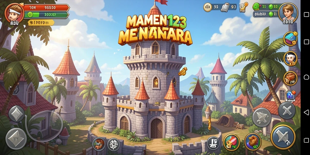 Tampilan gameplay menara pertahanan yang mendebarkan dalam MAMEN123.