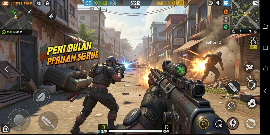 Tampilan gameplay seru SP212 dalam pertempuran TPS.